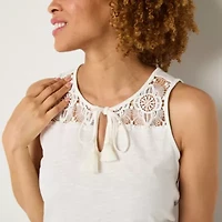 Frye and Co. Womens Split Tie Neck Sleeveless Tank Top