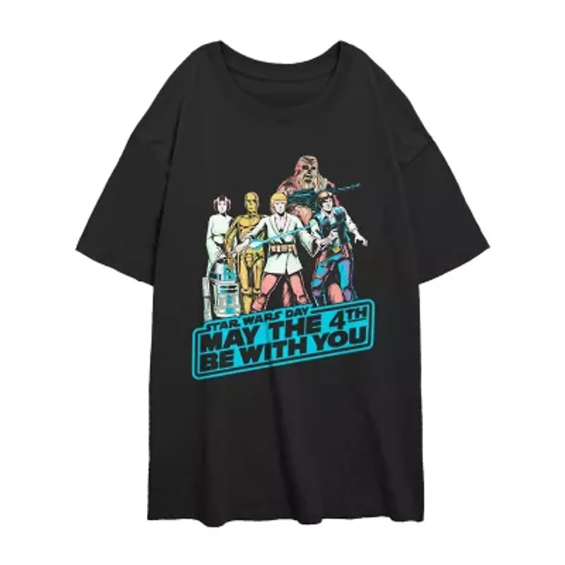 May The 4th Tee Womens Juniors Crew Neck Short Sleeve Regular Fit Star Wars Graphic T-Shirt