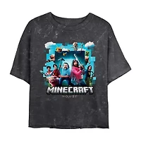Cropped Tee Womens Juniors Crew Neck Short Sleeve Regular Fit Minecraft Graphic T-Shirt