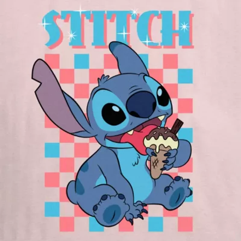 Stitch Ice Cream Tee Womens Crew Neck Short Sleeve Regular Fit Juniors Graphic T-Shirt