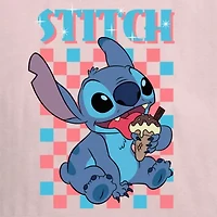 Stitch Ice Cream Tee Womens Crew Neck Short Sleeve Regular Fit Juniors Graphic T-Shirt