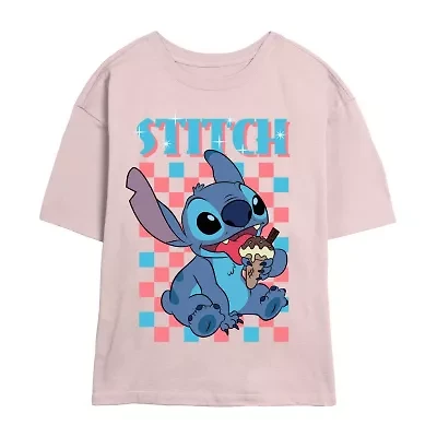 Stitch Ice Cream Tee Womens Crew Neck Short Sleeve Regular Fit Juniors Graphic T-Shirt