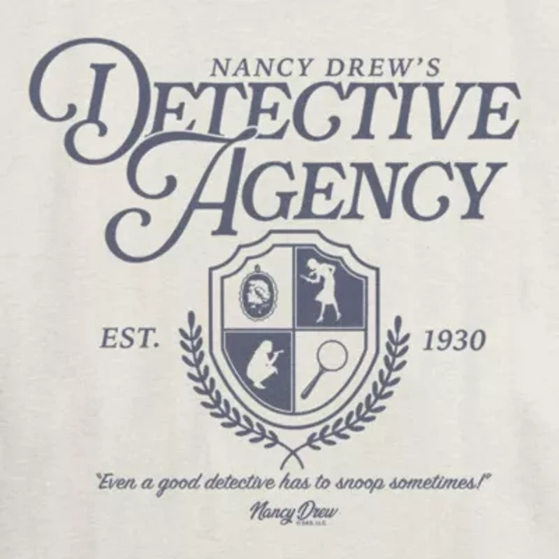 Nancy Drew Detective Agency Tee Womens Juniors Crew Neck Short Sleeve Regular Fit Graphic T-Shirt