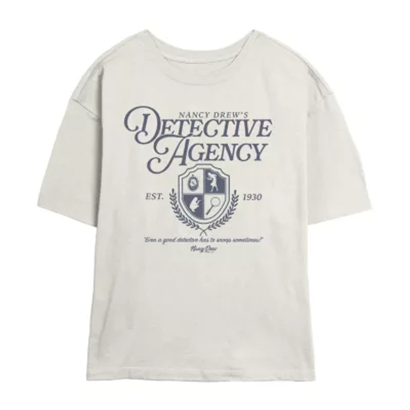 Nancy Drew Detective Agency Tee Womens Juniors Crew Neck Short Sleeve Regular Fit Graphic T-Shirt