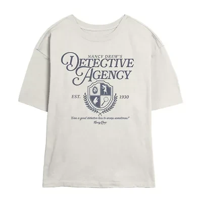 Nancy Drew Detective Agency Tee Womens Juniors Crew Neck Short Sleeve Regular Fit Graphic T-Shirt