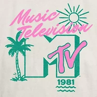 Mtv Tee Womens Crew Neck Short Sleeve Regular Fit Juniors Graphic T-Shirt