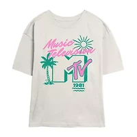 Mtv Tee Womens Crew Neck Short Sleeve Regular Fit Juniors Graphic T-Shirt