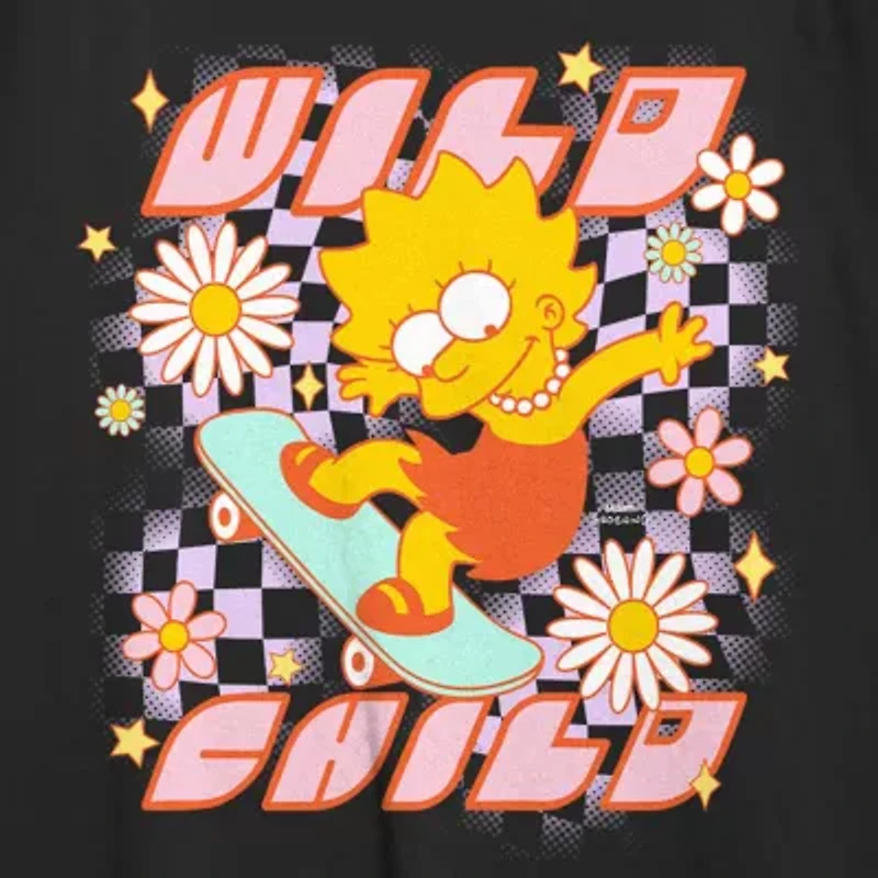 Wild Child Womens Juniors Crew Neck Short Sleeve Regular Fit The Simpsons Graphic T-Shirt