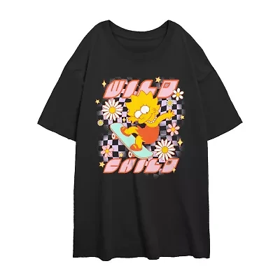 Wild Child Womens Juniors Crew Neck Short Sleeve Regular Fit The Simpsons Graphic T-Shirt