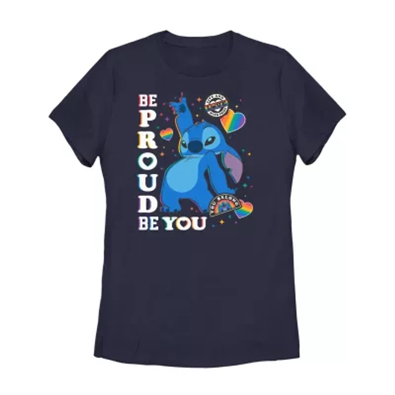 Stitch Be Proud Of You Tee Womens Crew Neck Short Sleeve Regular Fit Lilo & Juniors Graphic T-Shirt