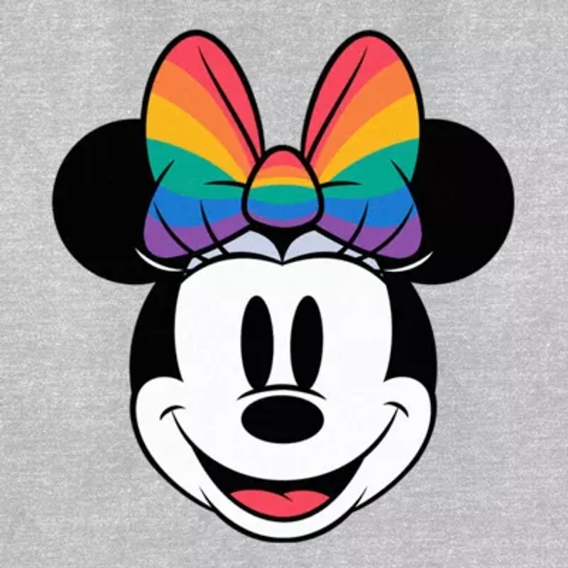 Womens Juniors Crew Neck Short Sleeve Regular Fit Mickey and Friends Minnie Mouse Graphic T-Shirt