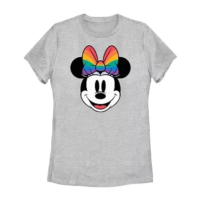 Womens Crew Neck Short Sleeve Regular Fit Mickey and Friends Minnie Mouse Juniors Graphic T-Shirt