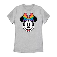 Womens Crew Neck Short Sleeve Regular Fit Mickey and Friends Minnie Mouse Juniors Graphic T-Shirt