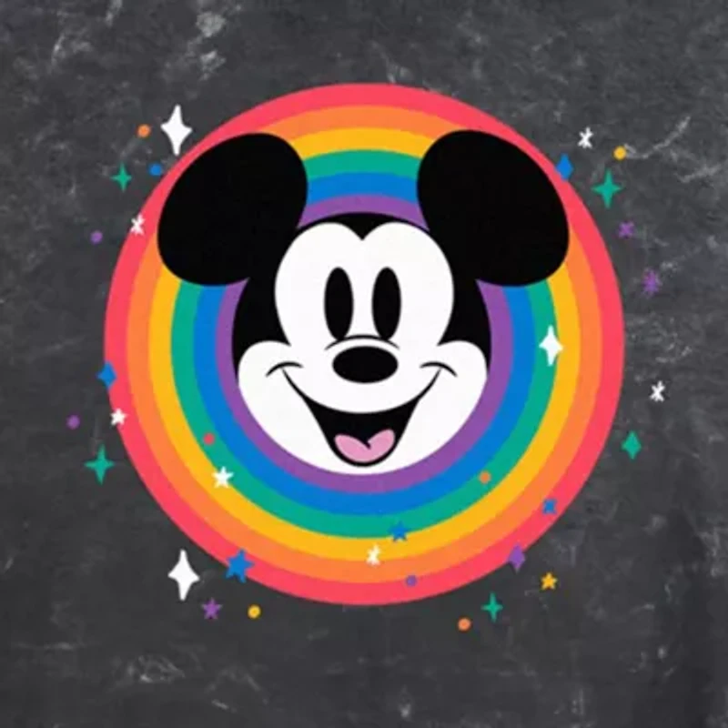 Disney Cropped Tee Womens Juniors Crew Neck Short Sleeve Regular Fit Mickey and Friends Mouse Graphic T-Shirt