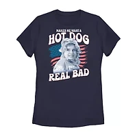 Legally Blonde Makes Me Want A Hot Dog Real Bad Womens Juniors Crew Neck Short Sleeve Regular Fit Graphic T-Shirt