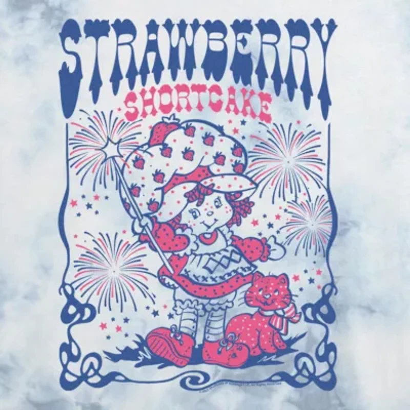 Strawberry Shortcake Cropped Tee Womens Juniors Crew Neck Short Sleeve Regular Fit Graphic T-Shirt