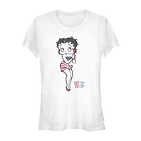 Womens Crew Neck Short Sleeve Regular Fit Betty Boop Juniors Graphic T-Shirt