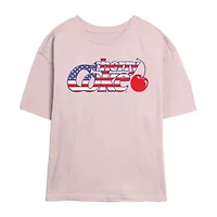 Flag Cherry Coke Tee Womens Crew Neck Short Sleeve Regular Fit Juniors Graphic T-Shirt