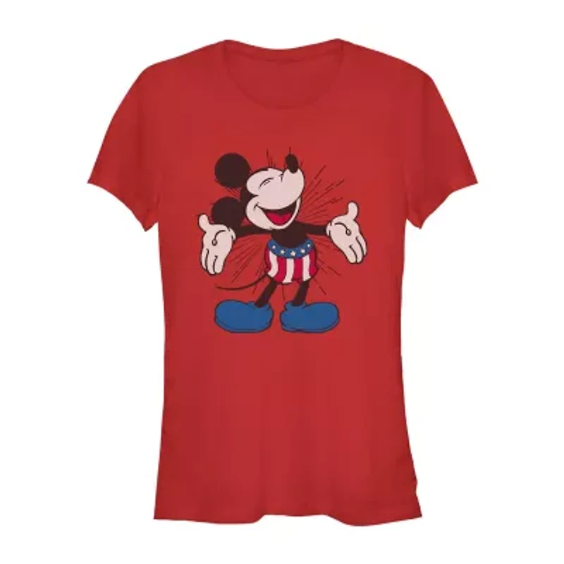 Womens Crew Neck Short Sleeve Regular Fit Mickey and Friends Mouse Juniors Graphic T-Shirt