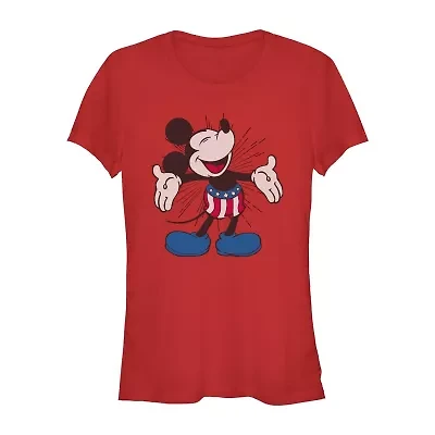 Womens Crew Neck Short Sleeve Regular Fit Mickey and Friends Mouse Juniors Graphic T-Shirt