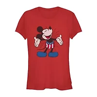 Womens Crew Neck Short Sleeve Regular Fit Mickey and Friends Mouse Juniors Graphic T-Shirt