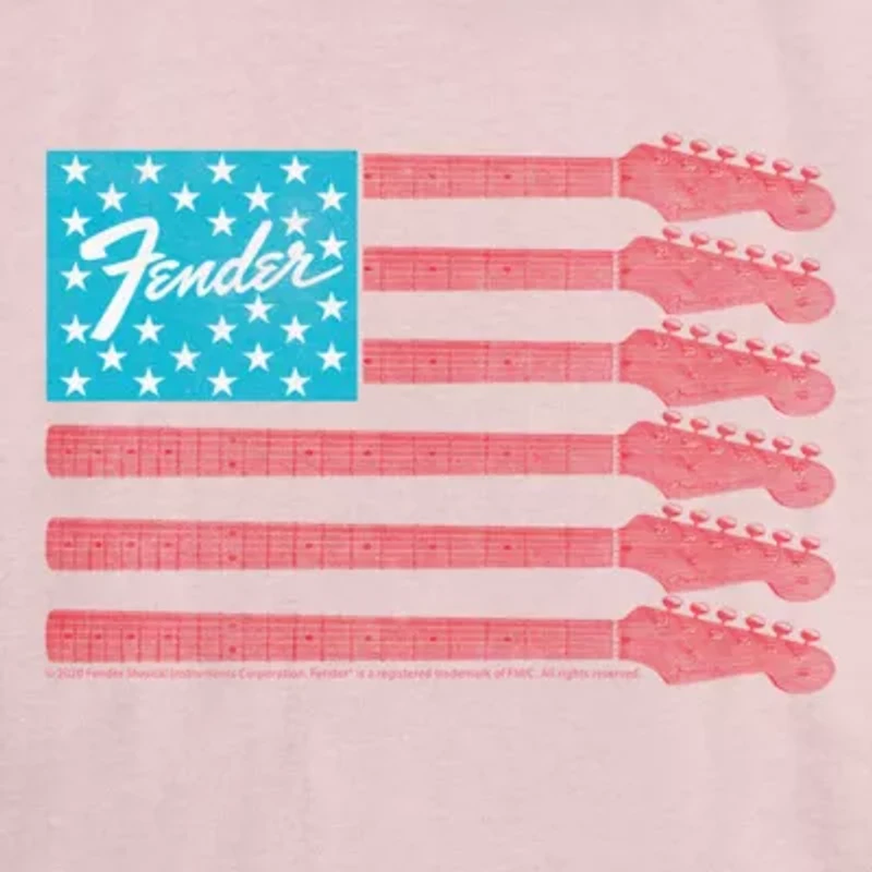 Fender Flag Tee Womens Crew Neck Short Sleeve Regular Fit Juniors Graphic T-Shirt