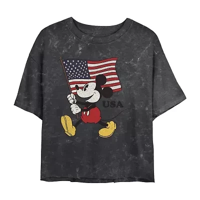 Womens Juniors Crew Neck Short Sleeve Regular Fit Mickey and Friends Mouse Graphic T-Shirt