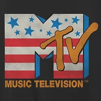 Mtv Stars And Stripes Tee Womens Juniors Crew Neck Short Sleeve Regular Fit Graphic T-Shirt