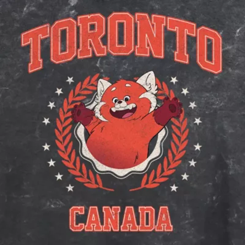 Pixar Turning Red Toronto Cropped Womens Crew Neck Short Sleeve Regular Fit Juniors Graphic T-Shirt
