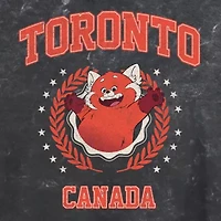 Pixar Turning Red Toronto Cropped Womens Crew Neck Short Sleeve Regular Fit Juniors Graphic T-Shirt
