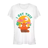 Womens Crew Neck Short Sleeve Regular Fit Turning Red Juniors Graphic T-Shirt