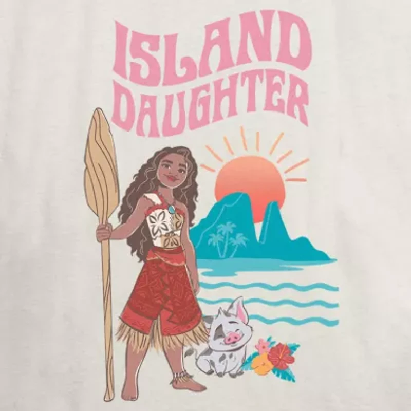 Island Daughter Tee Womens Crew Neck Short Sleeve Regular Fit Princess Moana Juniors Graphic T-Shirt
