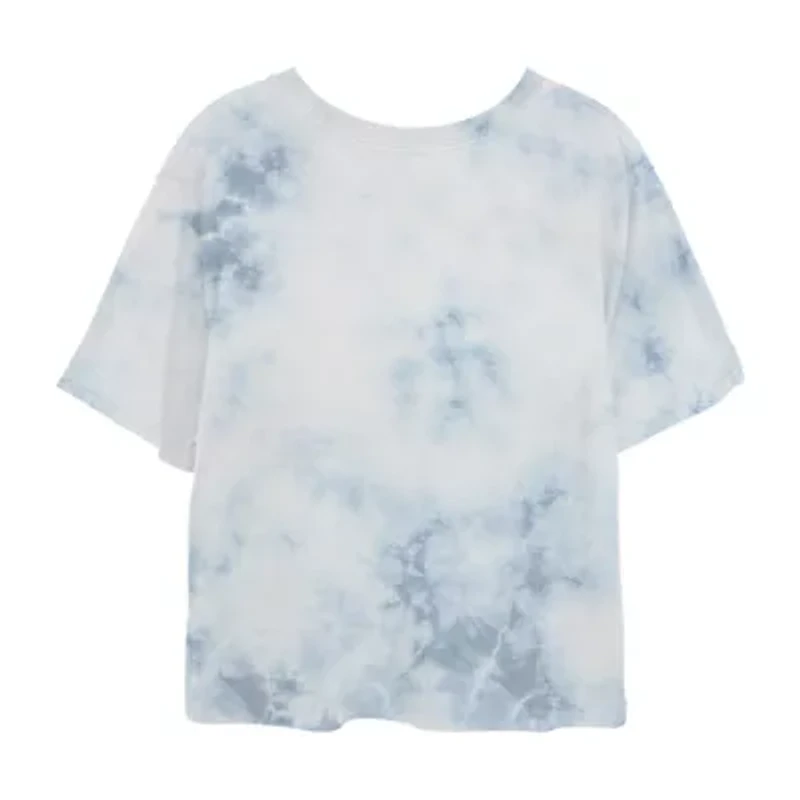 Disney A Hui Hou Cropped Tee Womens Juniors Crew Neck Short Sleeve Regular Fit Lilo & Stitch Graphic T-Shirt