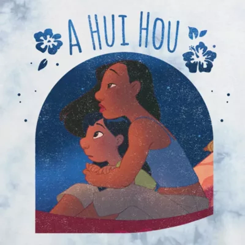 Disney A Hui Hou Cropped Tee Womens Juniors Crew Neck Short Sleeve Regular Fit Lilo & Stitch Graphic T-Shirt