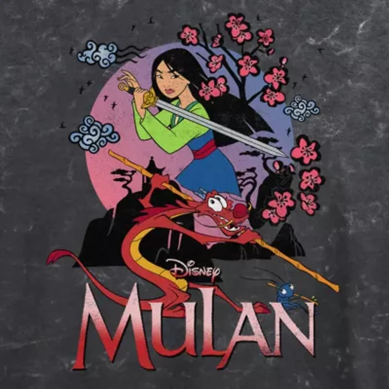 Womens Juniors Crew Neck Short Sleeve Regular Fit Princess Mulan Graphic T-Shirt