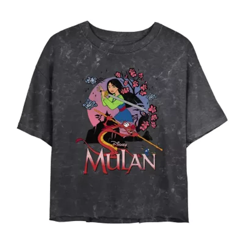 Womens Crew Neck Short Sleeve Regular Fit Princess Mulan Juniors Graphic T-Shirt