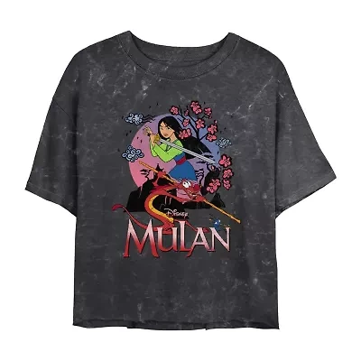 Womens Crew Neck Short Sleeve Regular Fit Princess Mulan Juniors Graphic T-Shirt
