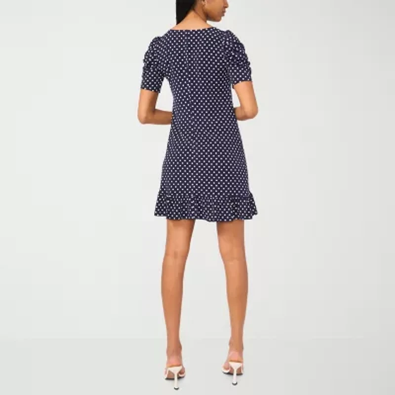 MSK Womens Short Sleeve Dots Shift Dress