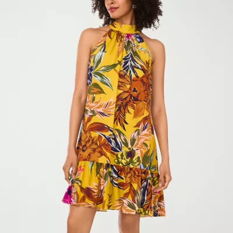 MSK Womens Sleeveless Floral Shift Dress