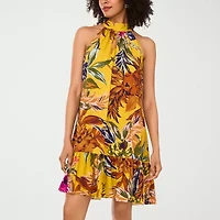 MSK Womens Sleeveless Floral Shift Dress
