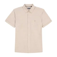 IZOD Luxe Classic Mens Short Sleeve Regular Fit Button-Down Shirt
