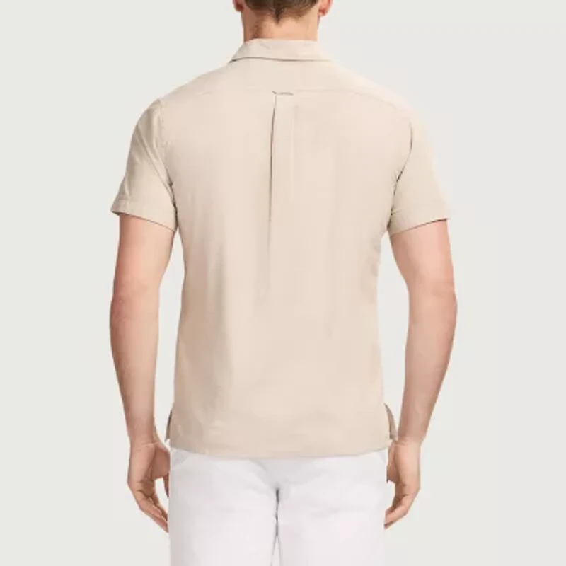IZOD Luxe Classic Mens Short Sleeve Regular Fit Button-Down Shirt