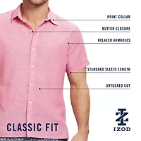 IZOD Luxe Classic Mens Short Sleeve Regular Fit Button-Down Shirt