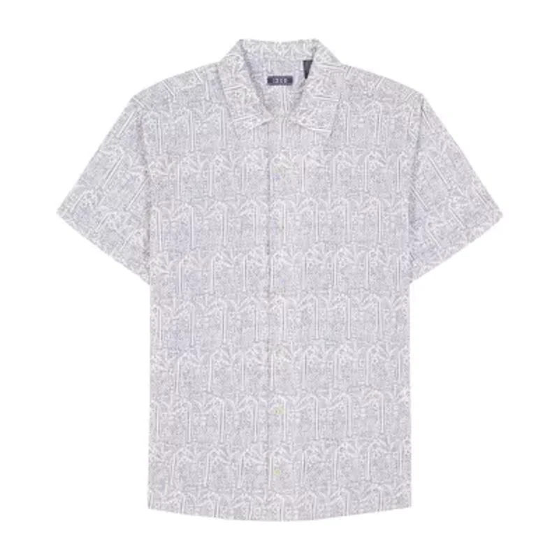 IZOD Saltwater Dune Texture Mens Short Sleeve Classic Fit Button-Down Shirt