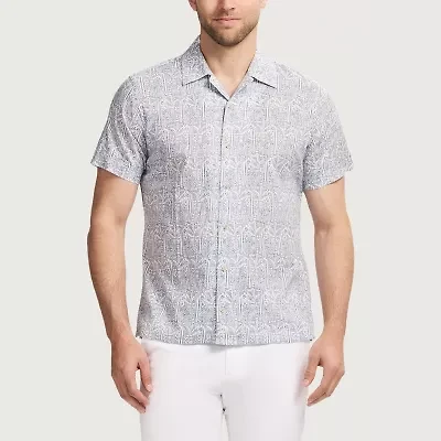 IZOD Saltwater Dune Texture Mens Short Sleeve Classic Fit Button-Down Shirt