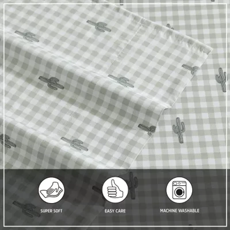 Wrangler Cactus Gingham Sheet Set
