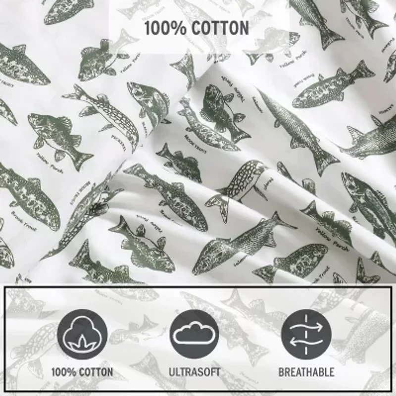 Eddie Bauer Wes Fish Face Sheet Set