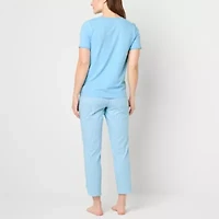 Liz Claiborne Womens V-Neck Short Sleeve 2-pc. Pajama Sets