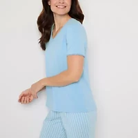 Liz Claiborne Womens V-Neck Short Sleeve 2-pc. Pajama Sets