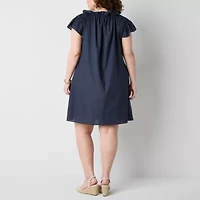 Robbie Bee Womens Short Sleeve Shift Dress Plus